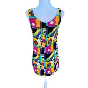 Paul Et Duffier Women's XS 90s Funky Colorful Vintage Mini Dress Sleeveless